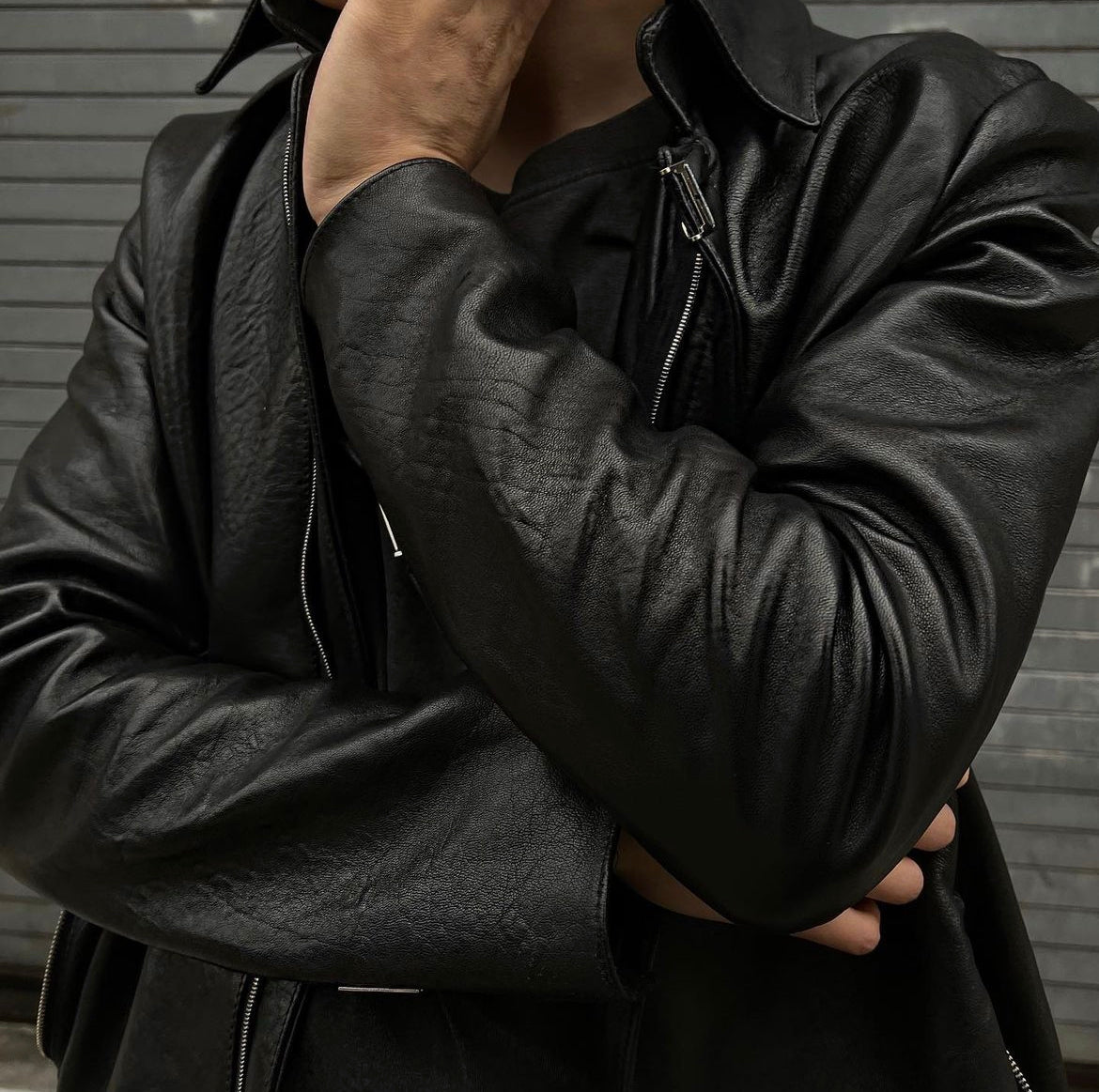 Tailored Cross Leather Jacket