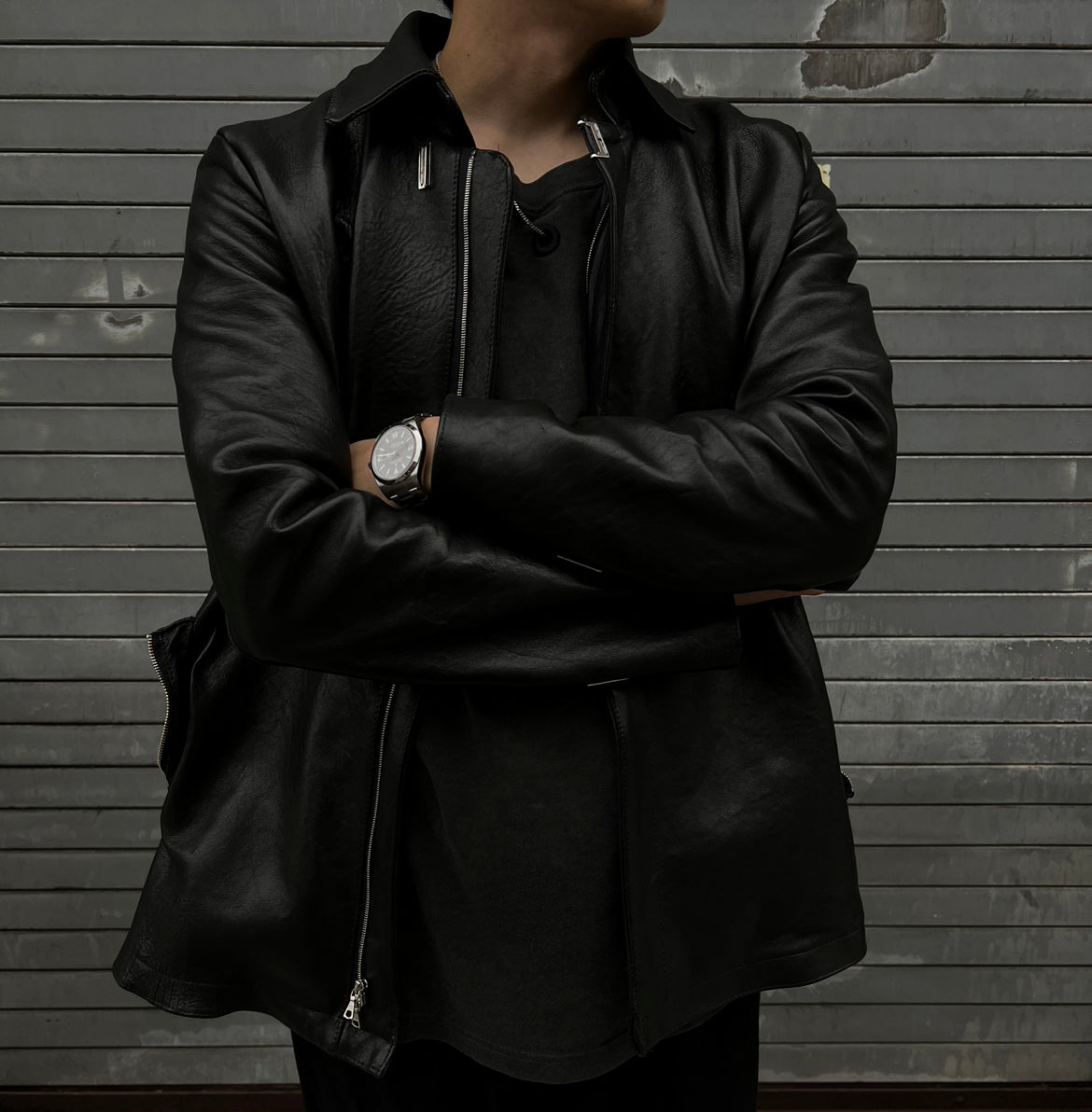 Tailored Cross Leather Jacket